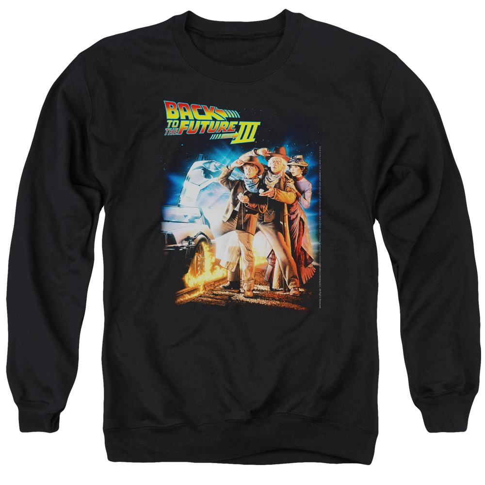 UNI310-AS-1 Back to the Future III Poster Adult Crewneck Sweatshirt, Black - Small