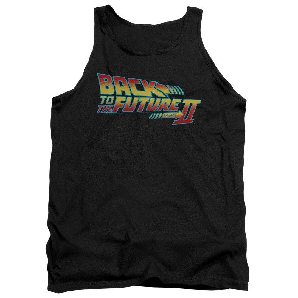 UNI341-TK-1 Back to the Future II Logo Adult Tank Top, Black - Small