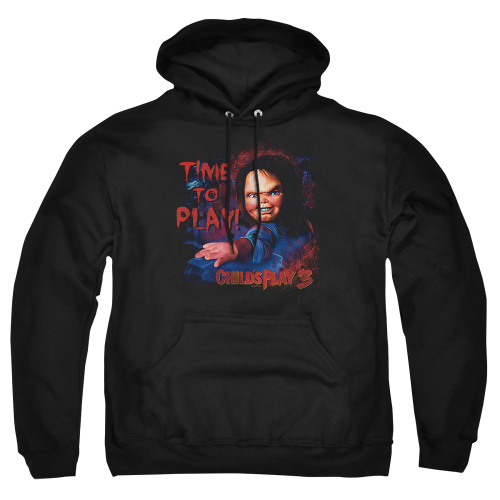 UNI399-AFTH-2 Childs Play 3 Time to Play Adult Pullover Hoodie, Black - Medium