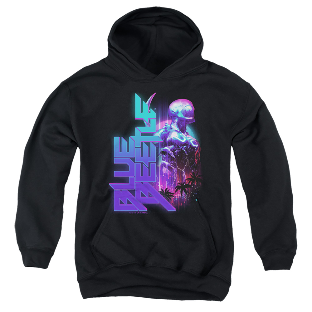 BBTL10006-YFTH-2 Blue Beetle 2023 Lightning Youth Hooded Sweatshirt, Black - Medium