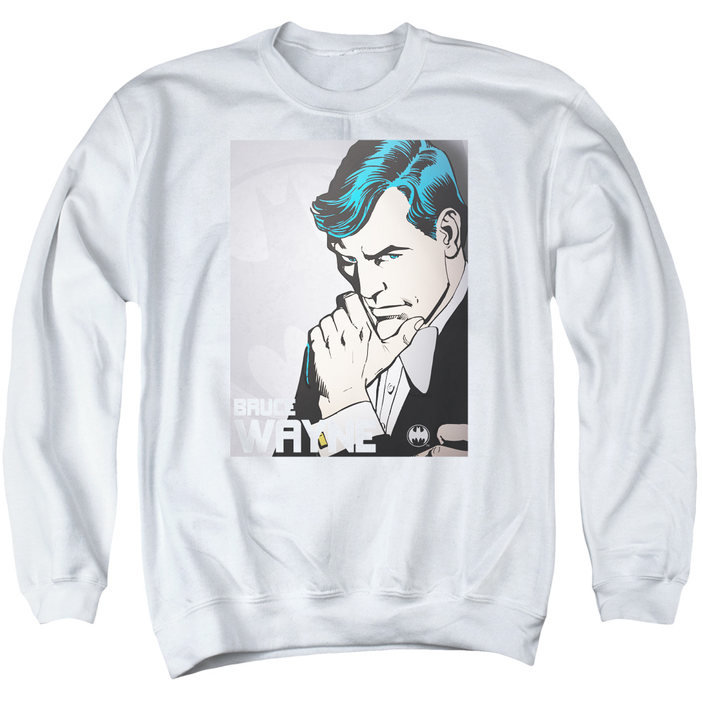 DCO557AS5 DC Bruce Wayne Adult Crewneck Sweatshirt44 White  2X