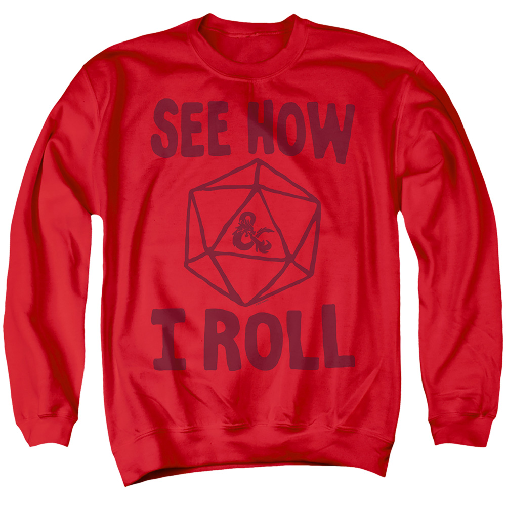 HBRO936-AS-2 Dungeons & Dragons The D & D Adult Crewneck Sweatshirt, Red - Medium