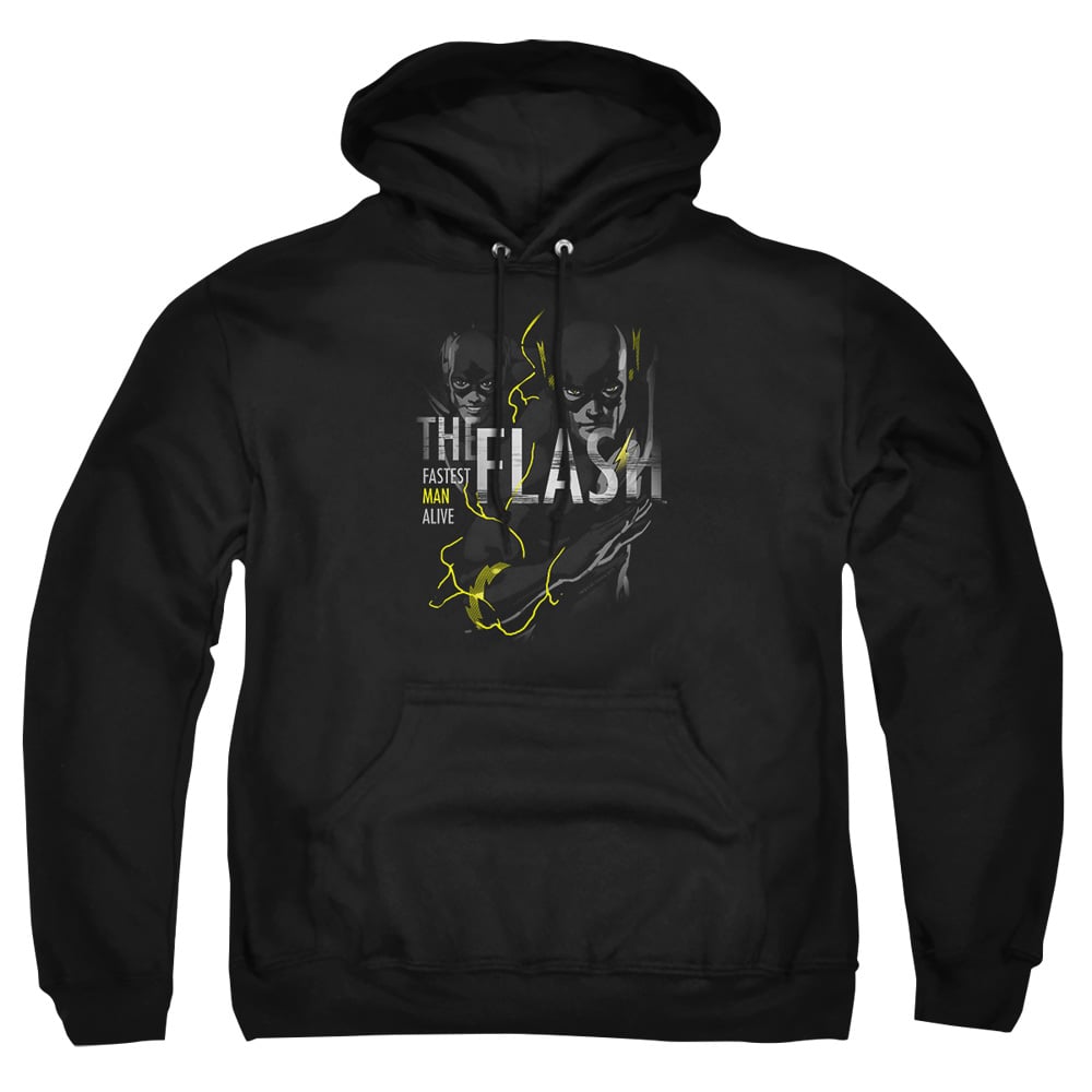 JLA793-AFTH-7 DC Flash Bold Flash Adult Pullover Hoodie, Black - 4X
