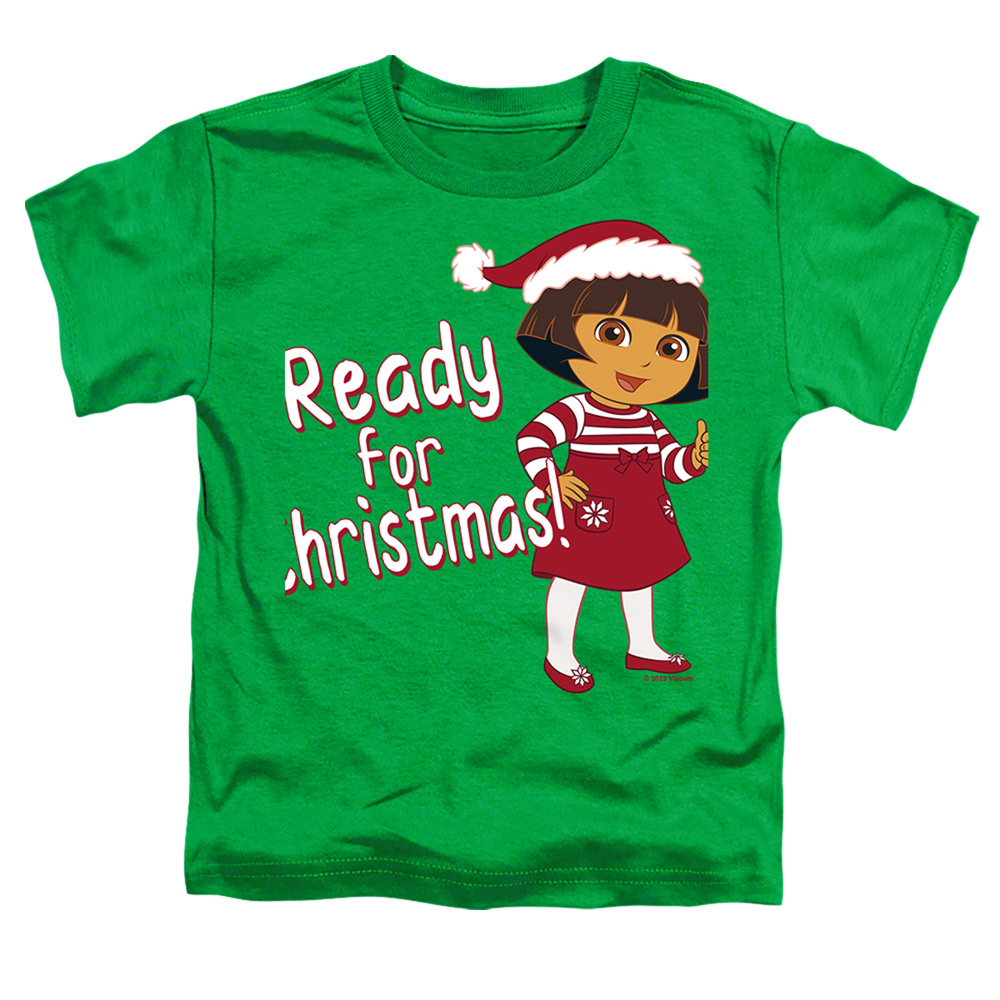 NICK10212-TT-2 Dora The Explorer Dora Ready for The Holidays Toddler Short Sleeve T-Shirt, Kelly Green - Medium 3T