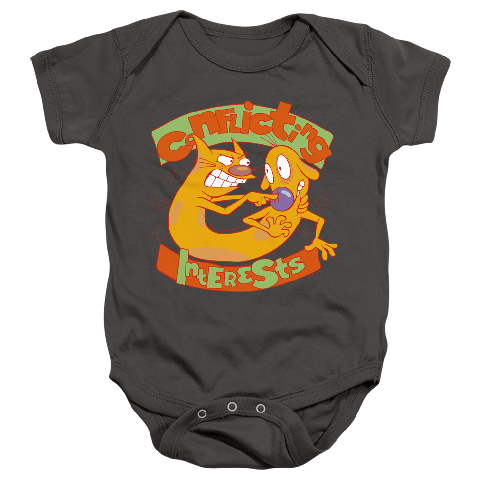 NICK295-SS-2 Catdog Conflicting Interests Infant Snapsuit, Charcoal - Medium - 12 Month