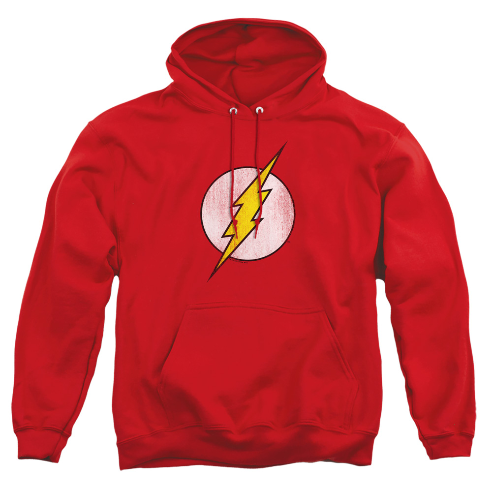 DCO137-AFTH-2 DC Flash Flash Logo Distressed Adult Pullover Hoodie, Red - Medium