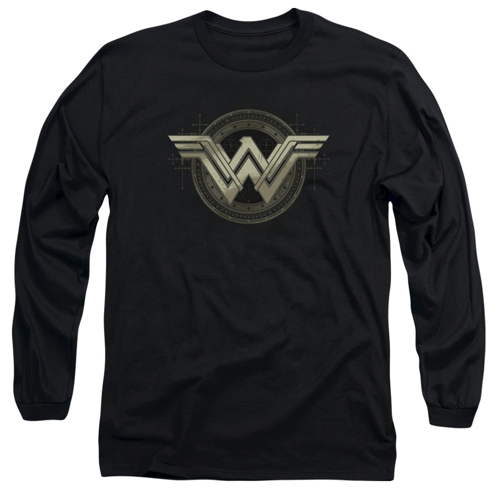 BVS108-AL-5 Batman vs Superman Ancient Emblems Adult Long Sleeve T-Shirt, Black - 2X