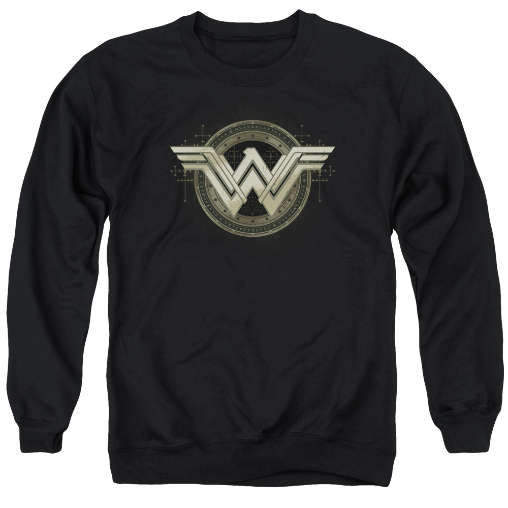 BVS108-AS-1 Batman vs Superman Ancient Emblems Adult Crewneck Sweatshirt, Black - Small