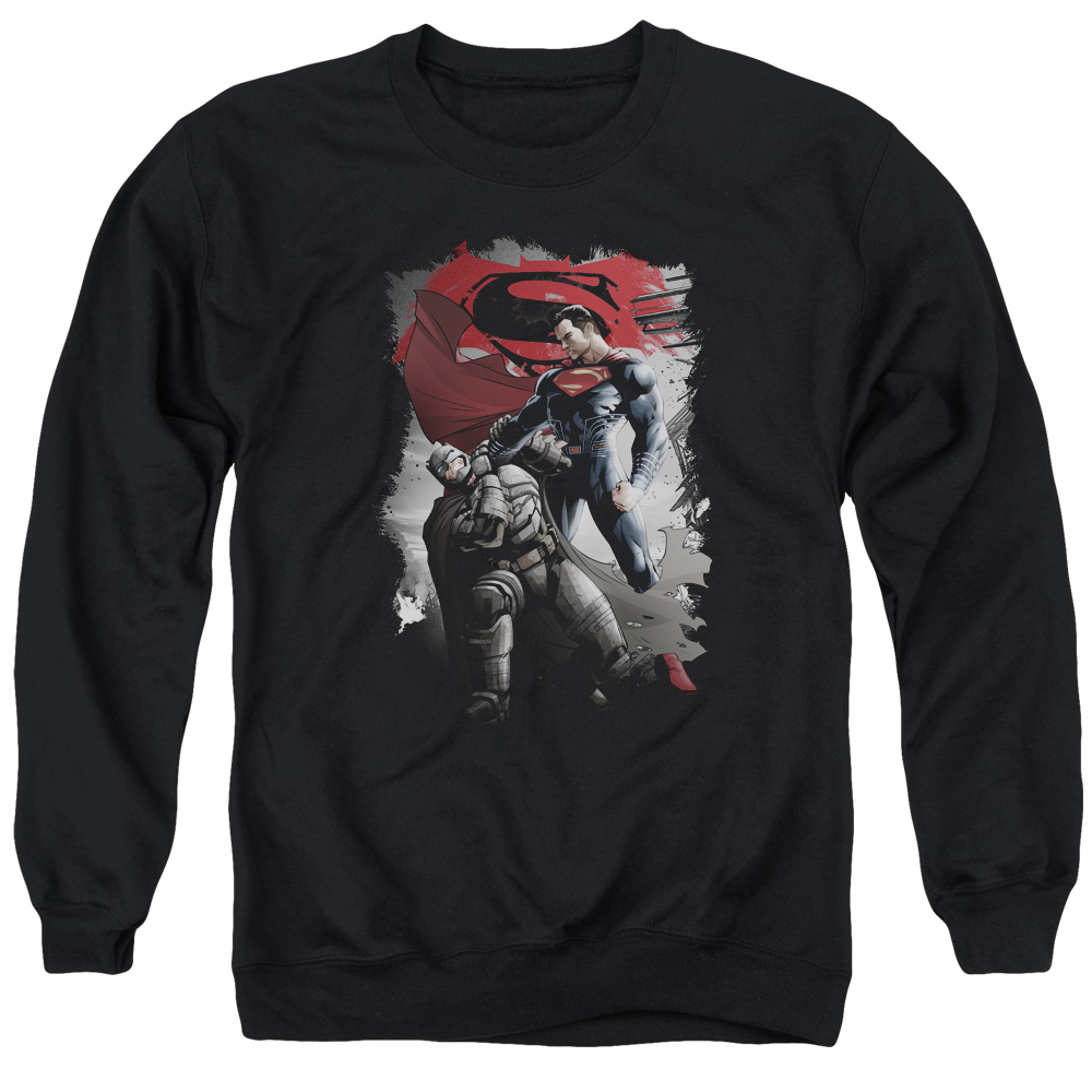 BVS124-AS-2 Batman vs Superman Choke Adult Crewneck Sweatshirt, Black - Medium