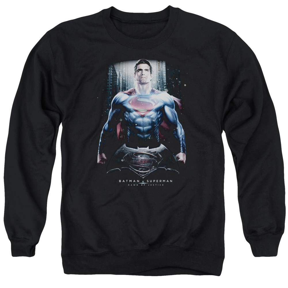 BVS177-AS-2 Batman vs Superman Supe Ground Zero Adult Crewneck Sweatshirt, Black - Medium