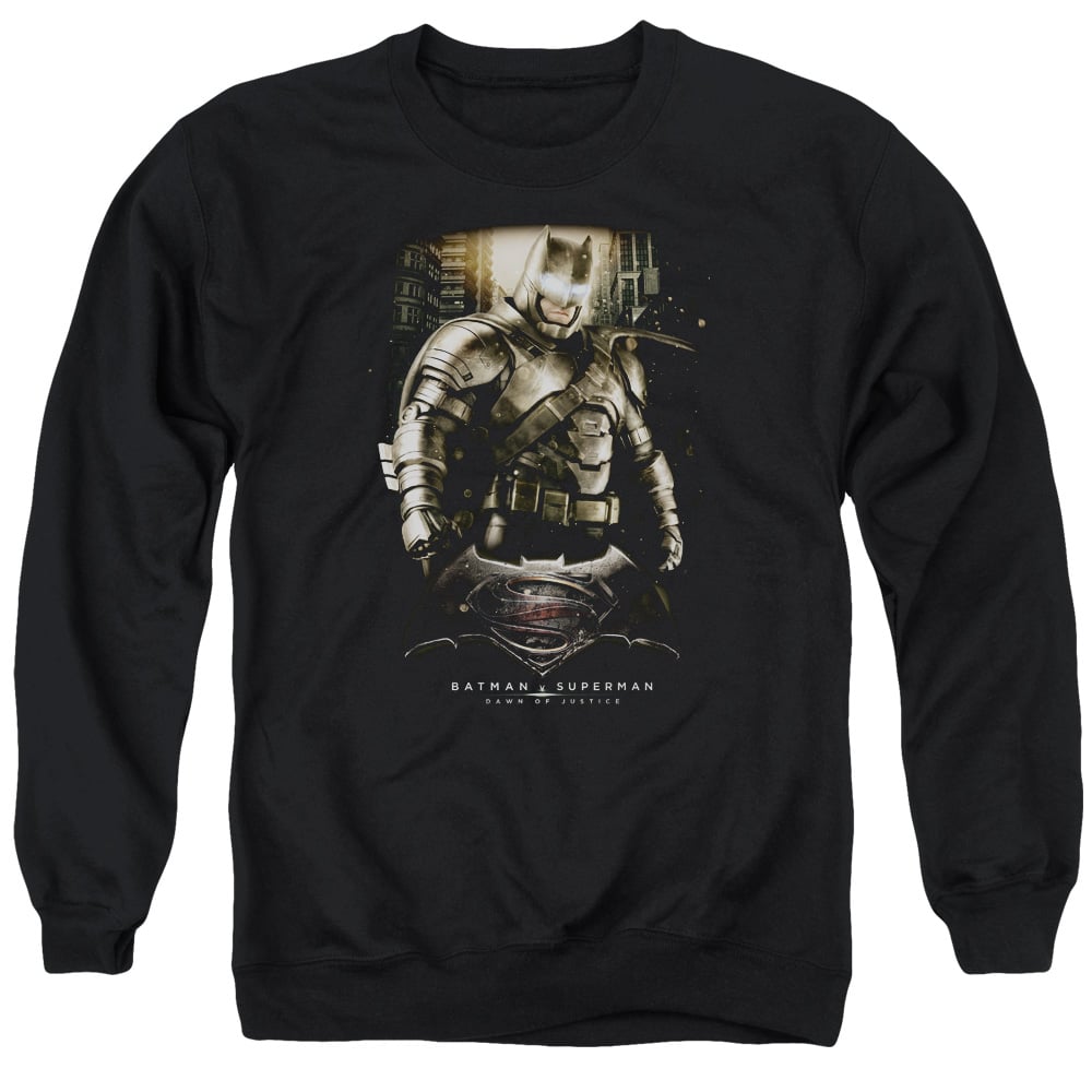 BVS178-AS-3 Batman vs Superman Bats Ground Zero Adult Crewneck Sweatshirt, Black - Large