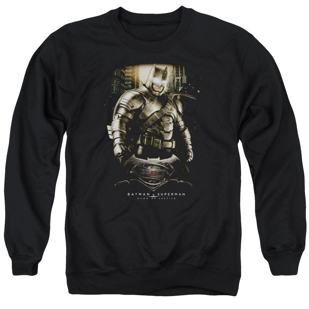 BVS178-AS-5 Batman vs Superman Bats Ground Zero Adult Crewneck Sweatshirt, Black - 2X