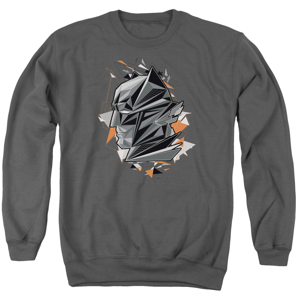 BVS129B-AS-6 Batman vs Superman Bat Head Tech Adult Crewneck Sweatshirt, Charcoal - 3X