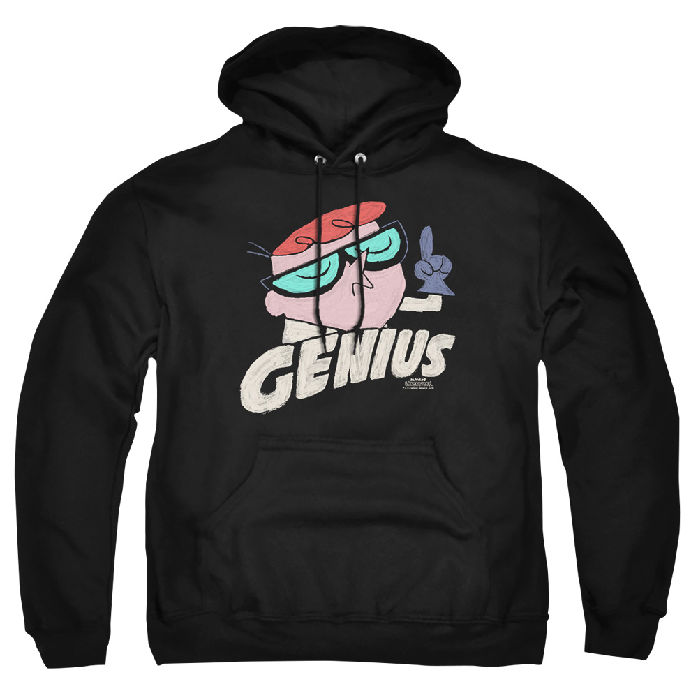 CN260-AFTH-7 Dexters Laboratory Genius Adult Pullover Hoodie, Black - 4X