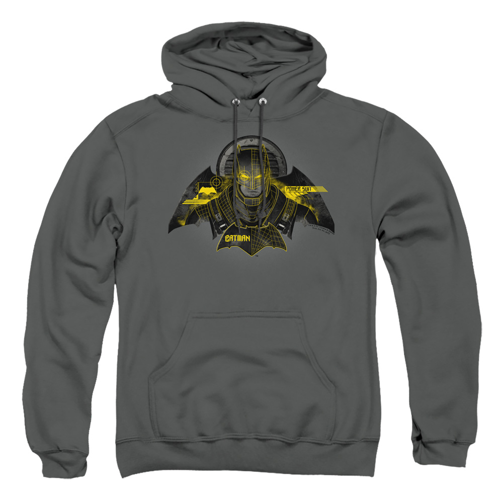 BVS200-AFTH-4 Batman vs Superman Batman Tech Adult Pullover Hoodie, Charcoal - Extra Large