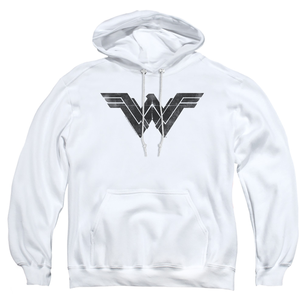BVS183-AFTH-4 Batman vs Superman Folded & Distressed Adult Pullover Hoodie, White - Extra Large