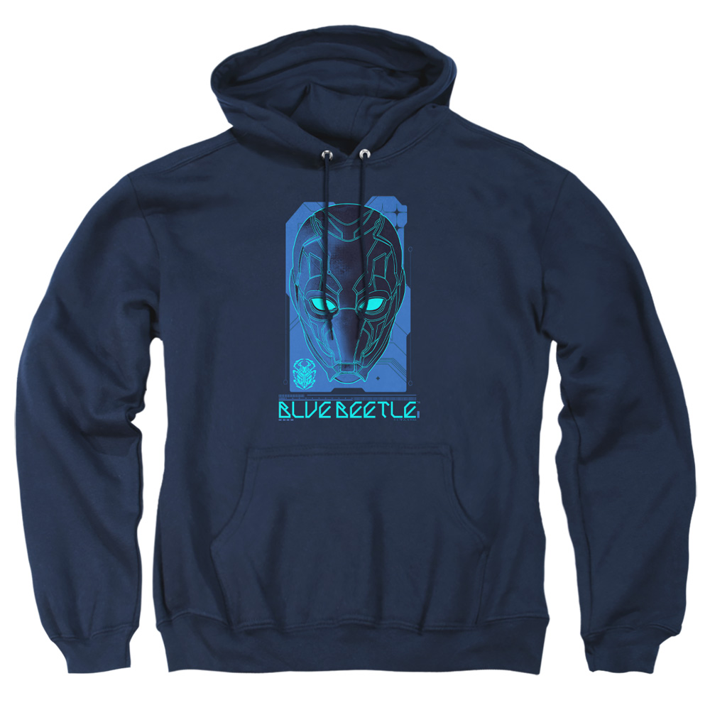 BBTL10003-AFTH-2 Blue Beetle 2023 Large Mask Adult Pullover Hoodie, Navy - Medium