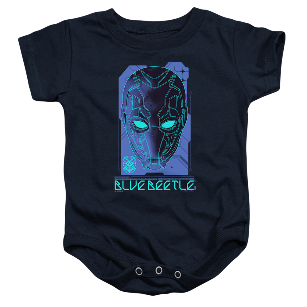 BBTL10003-SS-4 Blue Beetle 2023 Large Mask Infant Snapsuit, Navy - Extra Large - 24 Month