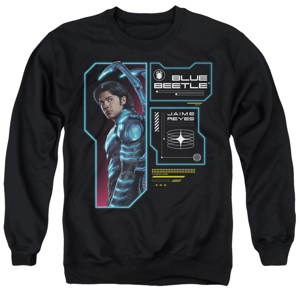 BBTL10005-AS-4 Blue Beetle 2023 Data Read Out Adult Crewneck Sweatshirt, Black - Extra Large