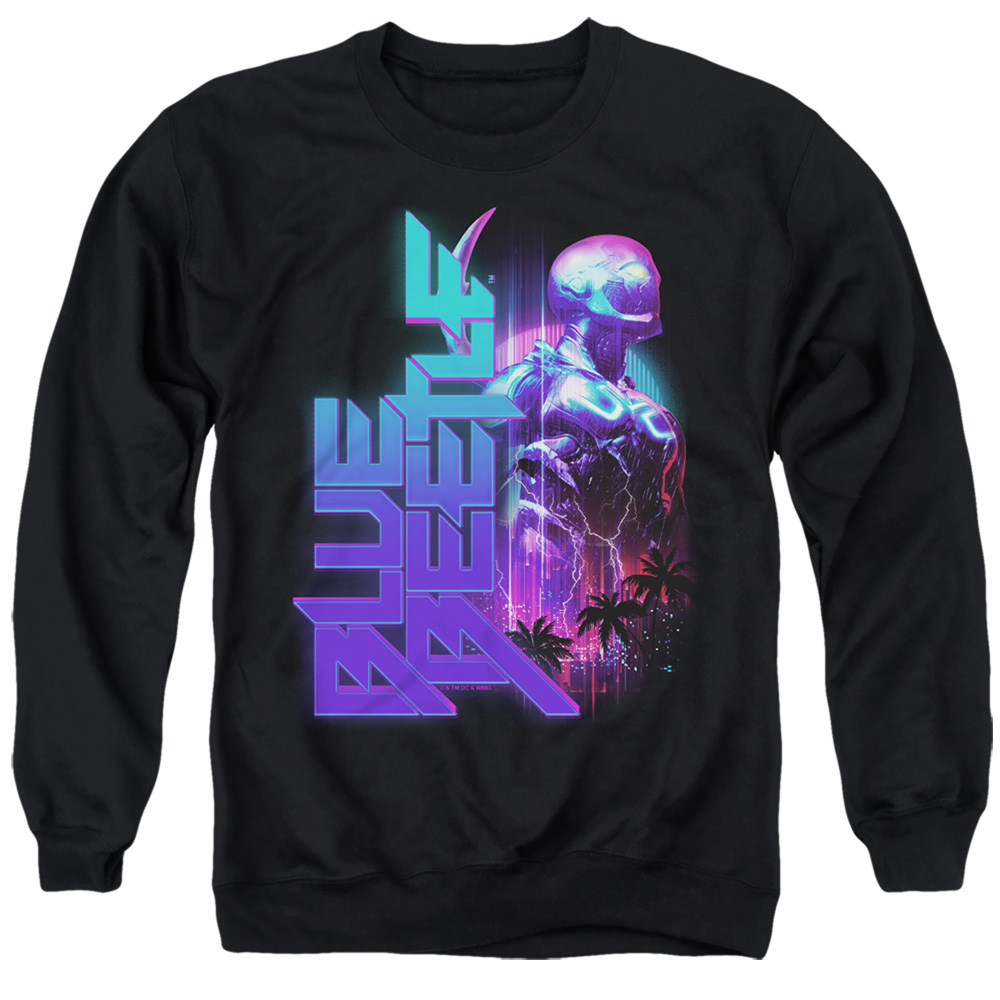 BBTL10006-AS-2 Blue Beetle 2023 Lightning Adult Crewneck Sweatshirt, Black - Medium