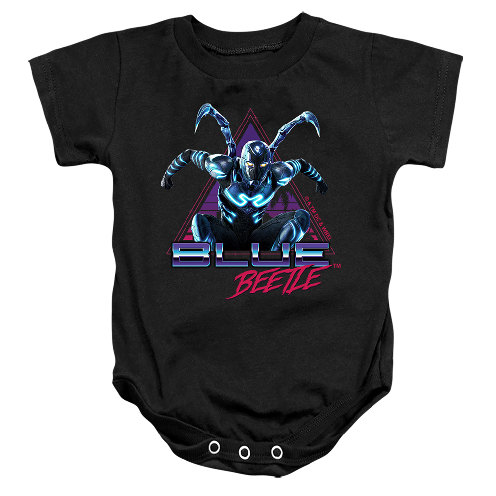 BBTL10008-SS-4 Blue Beetle 2023 Leaping Triangle Infant Snapsuit, Black - Extra Large - 24 Month
