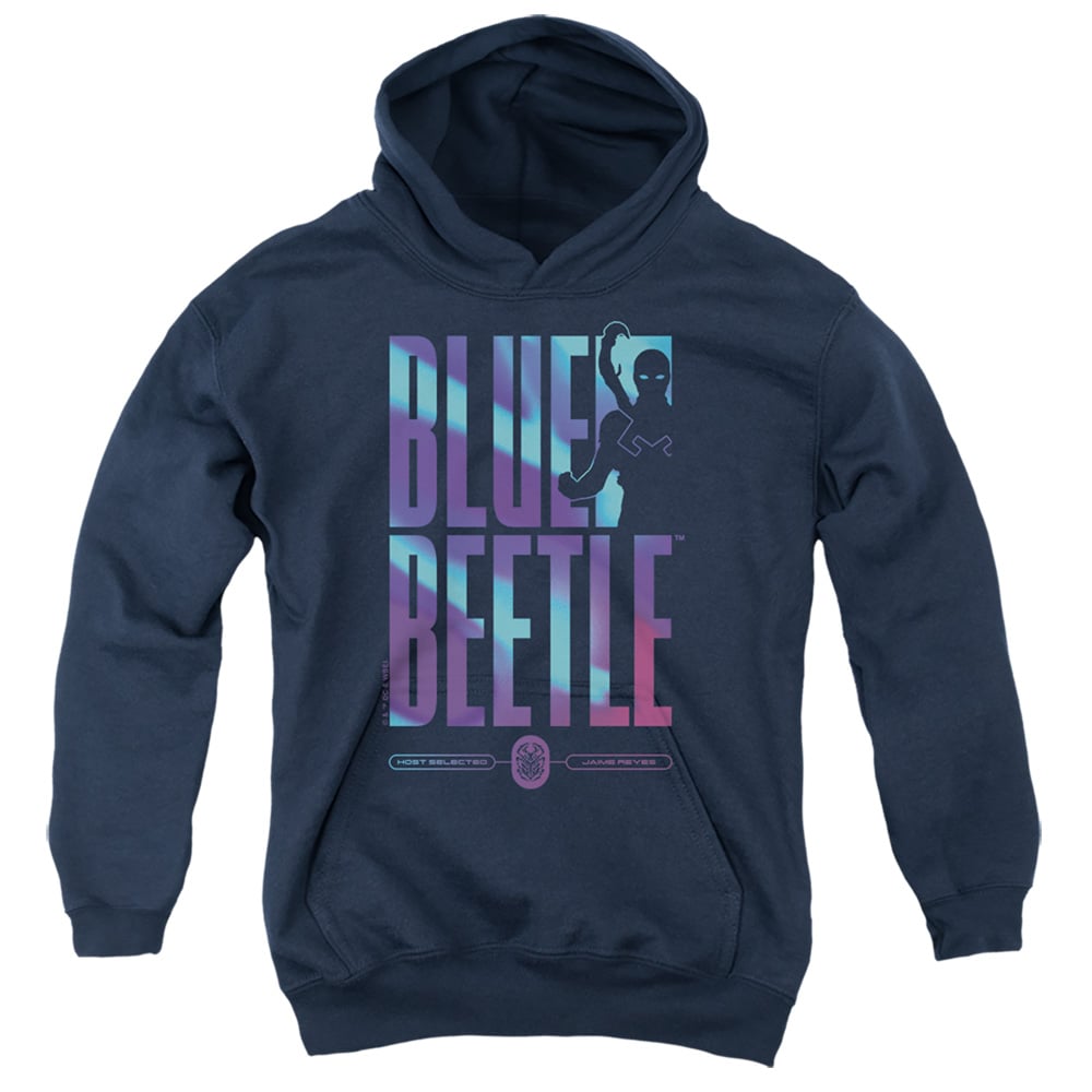 BBTL10012-YFTH-2 Blue Beetle 2023 Hero Host Youth Hooded Sweatshirt, Navy - Medium