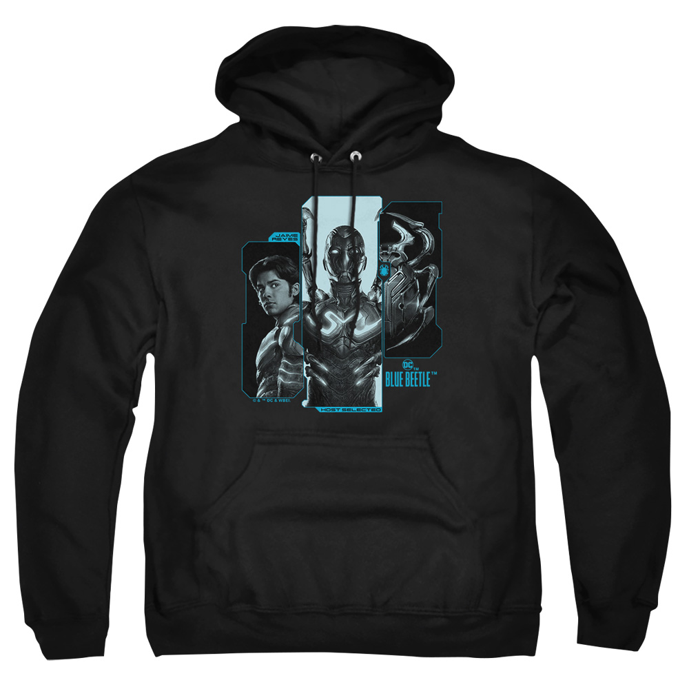 BBTL10013-AFTH-6 Blue Beetle 2023 Host Reyes Adult Pullover Hoodie, Black - 3X