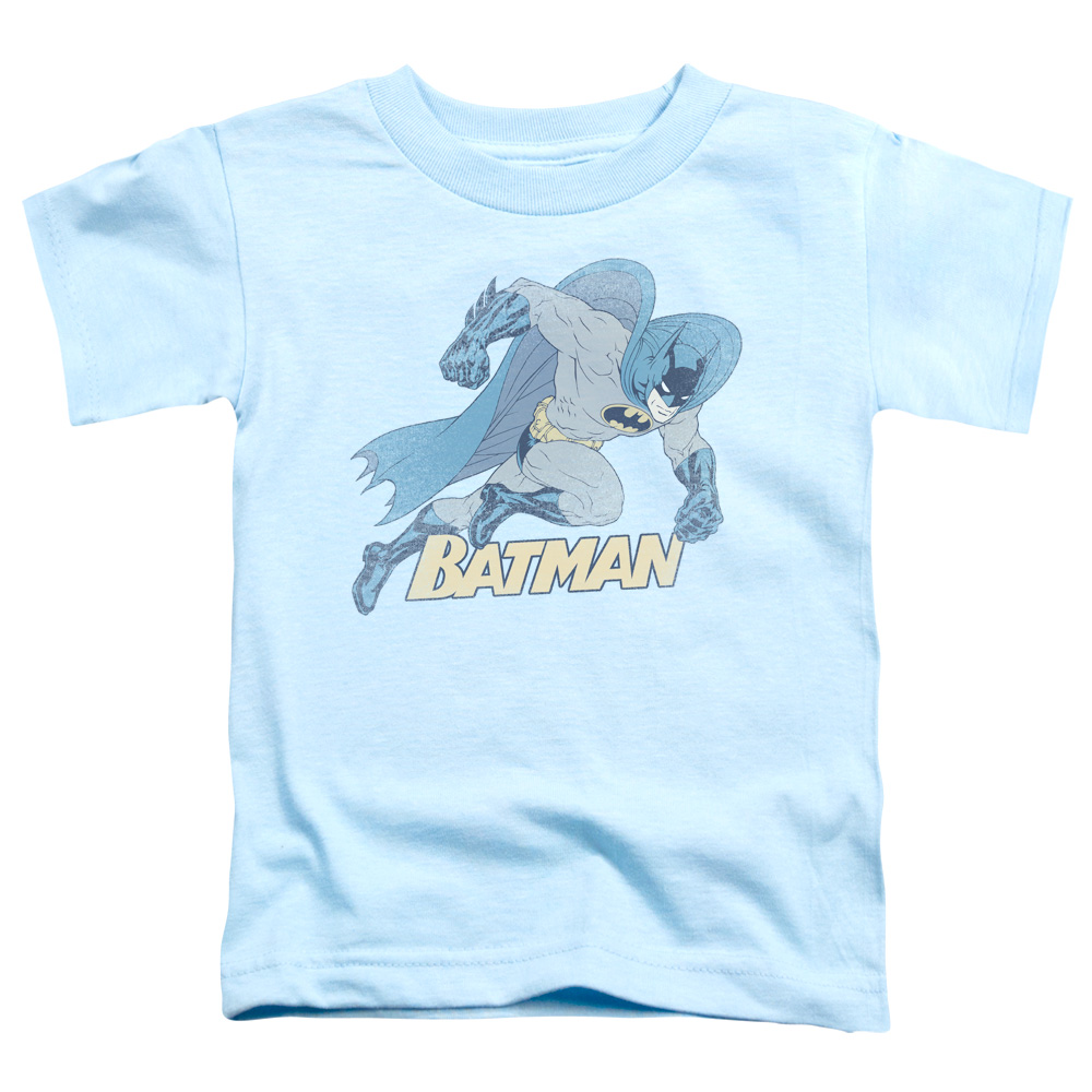 BM1320-TT-2 Batman Running Retro Toddler Short Sleeve T-Shirt, Light Blue - Medium 3T