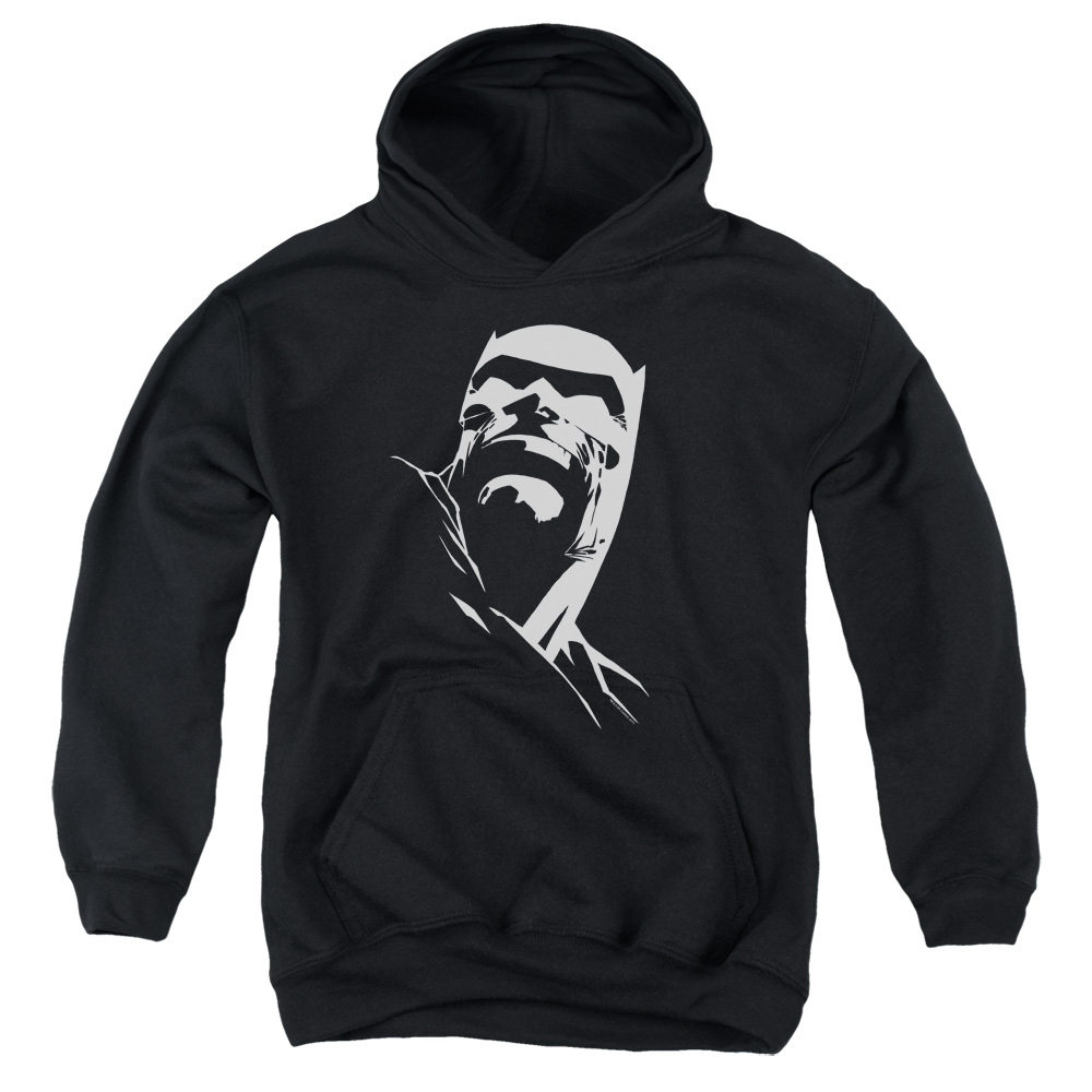 BM2828-YFTH-2 Batman DKR Head Youth Hooded Sweatshirt, Black - Medium