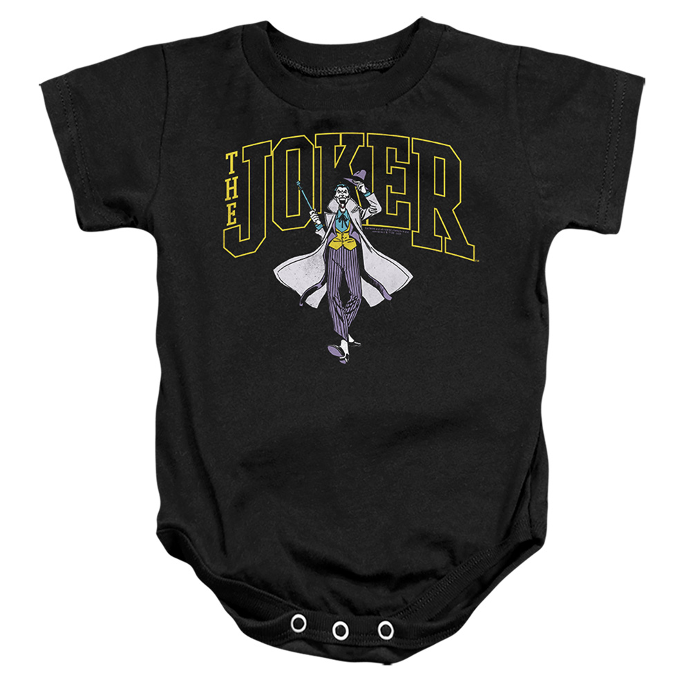 BM3478-SS-4 Batman Joker Varsity On Black Infant Snapsuit, Black - Extra Large - 24 Month