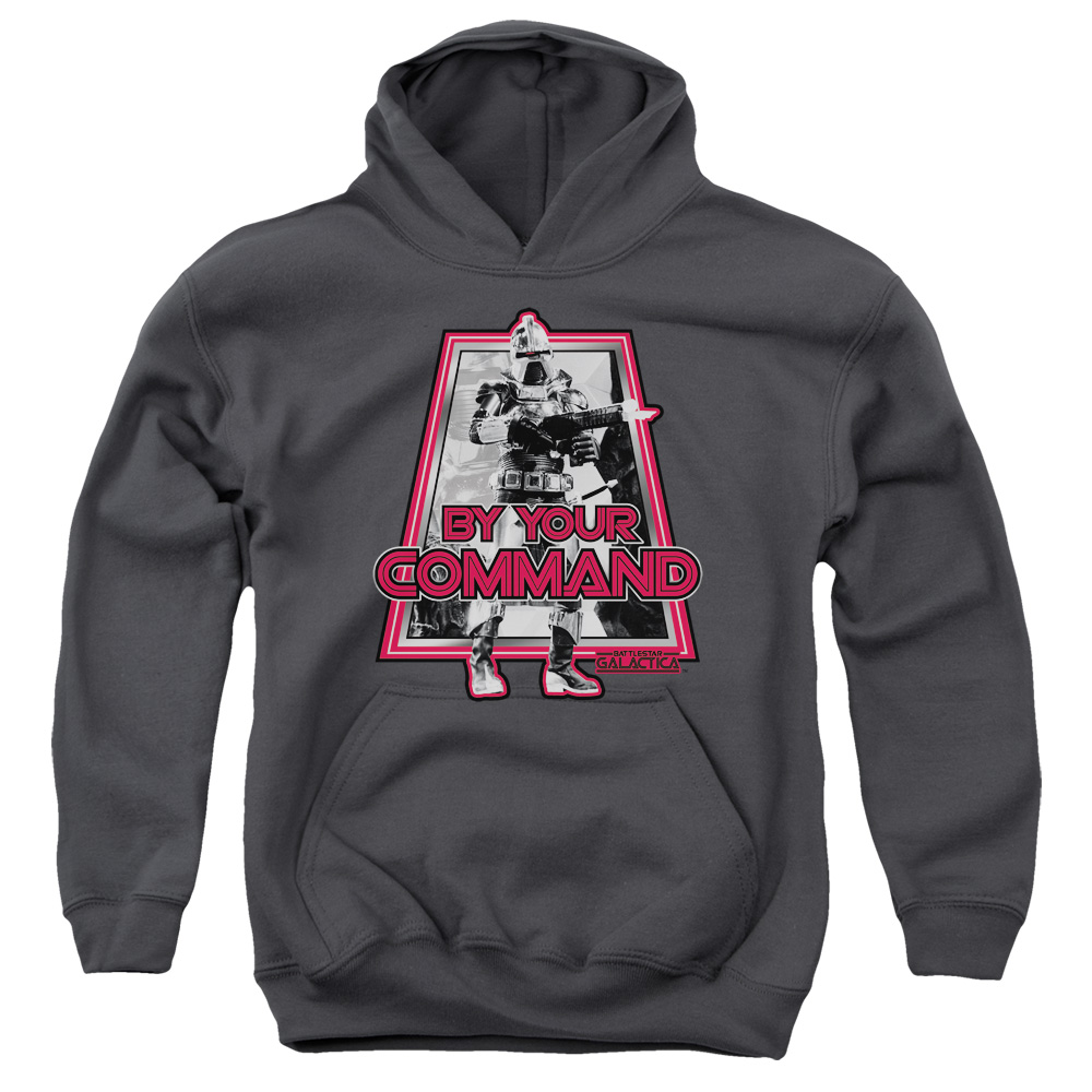 BSG143-YFTH-1 BSG By Your Command Classic Youth Hooded Sweatshirt, Charcoal - Small