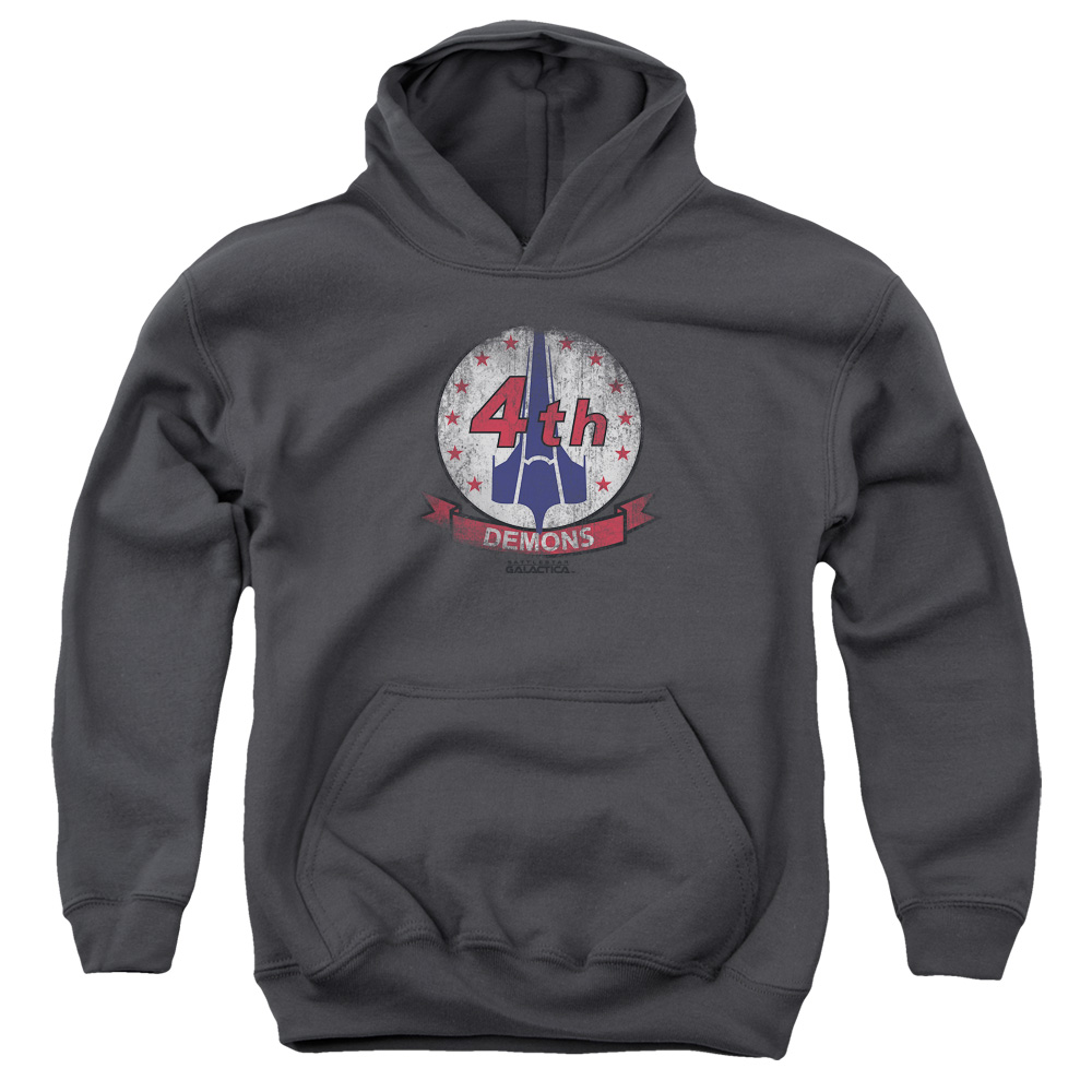 BSG213-YFTH-2 BSG Demons Decal Youth Hooded Sweatshirt, Charcoal - Medium