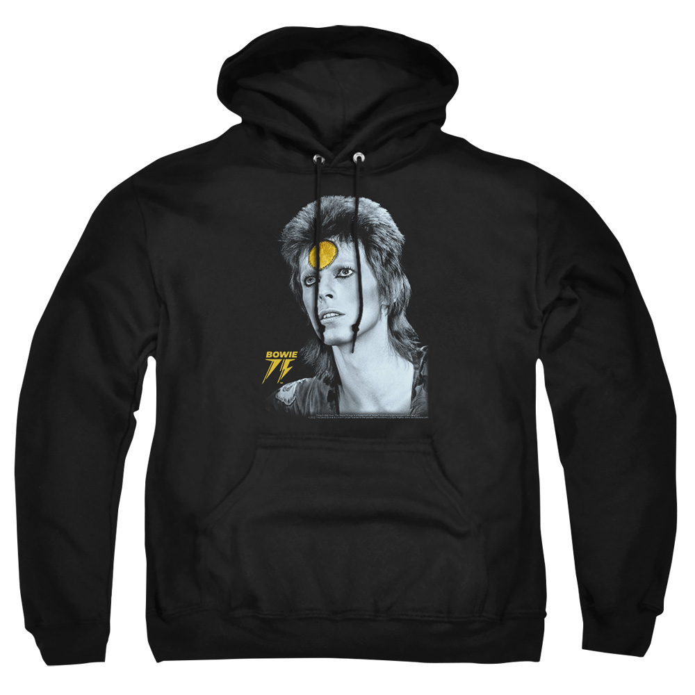 BOWIE195-AFTH-1 David Bowie Golden Bowie Adult Pullover Hoodie, Black - Small