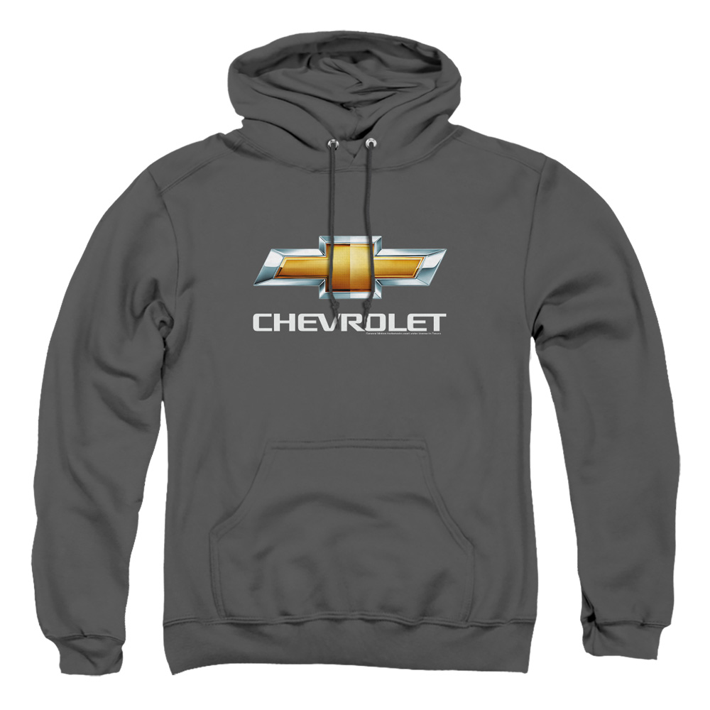 CHV102E-AFTH-2 Chevrolets Chevy Bowtie Stacked Adult Pullover Hoodie, Charcoal - Medium