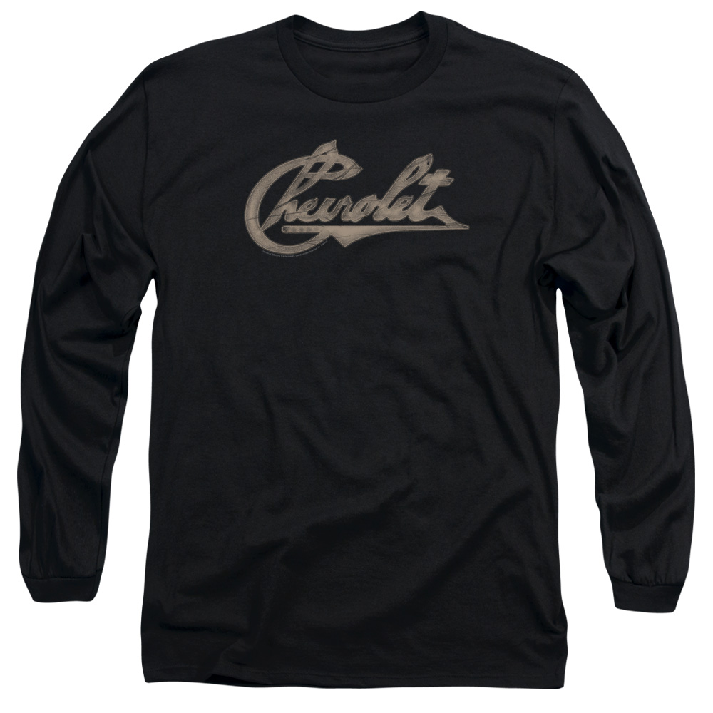 CHV125-AL-2 Chevrolet Chevy Script Adult Long Sleeve T-Shirt, Black - Medium