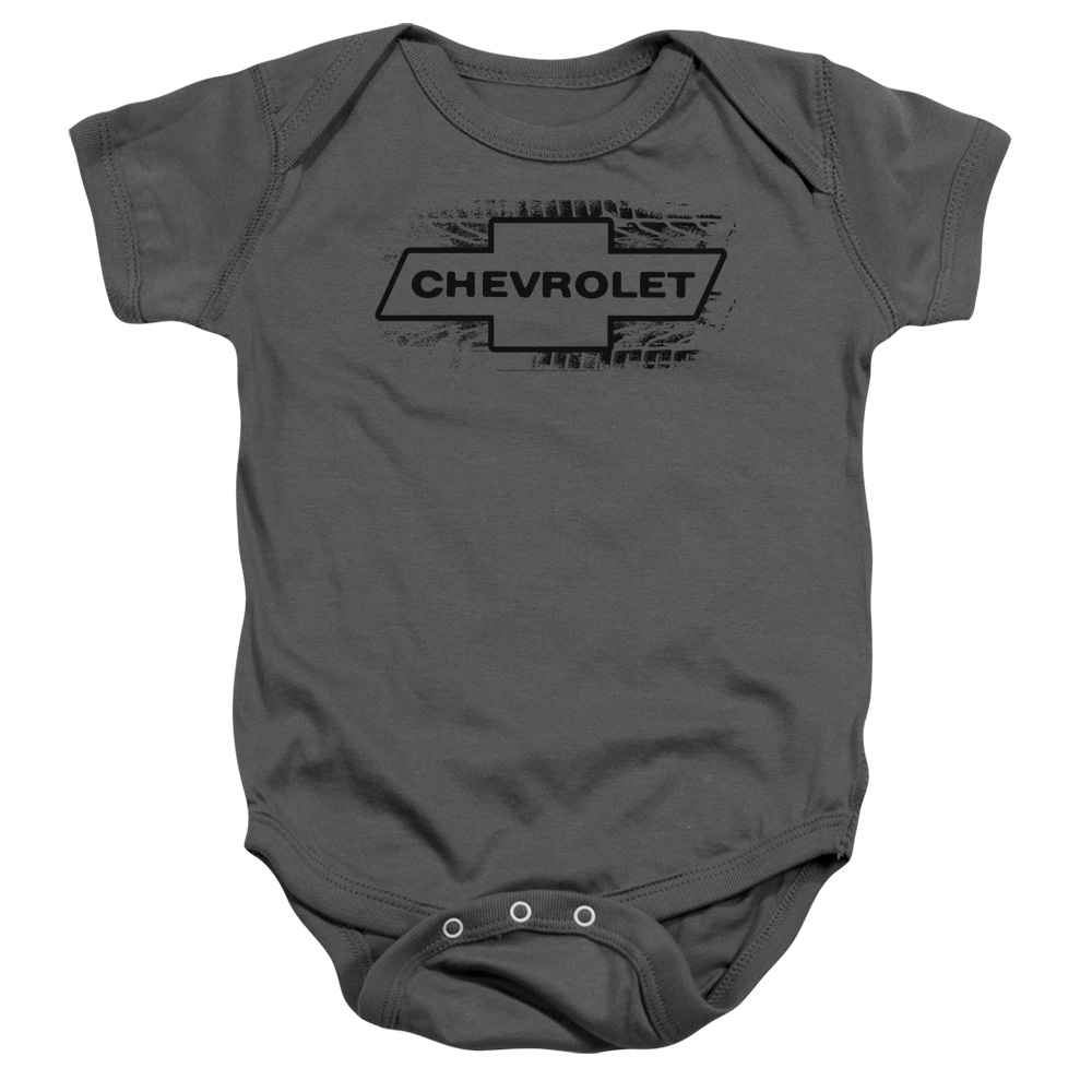 CHV122-SS-2 Chevrolet Bowtie Burnout Infant Snapsuit, Charcoal - Medium - 12 Month