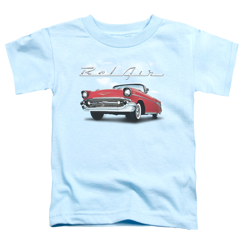 CHV130-TT-2 Chevrolet Bel Air Clouds Toddler Short Sleeve T-Shirt, Light Blue - Medium 3T