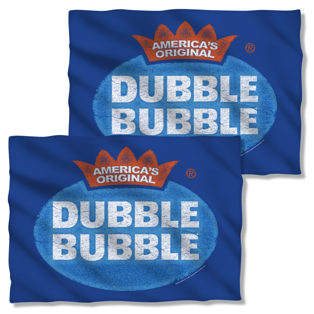 DBL163FB-PLO1-0 Dubble Bubble Vintage Logo Front Back Print Pillow Case, White - 20 x 28 in.