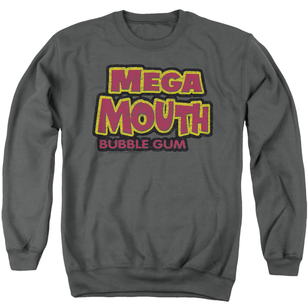 DBL117-AS-1 Dubble Bubble Mega Mouth Adult Crewneck Sweatshirt, Charcoal - Small