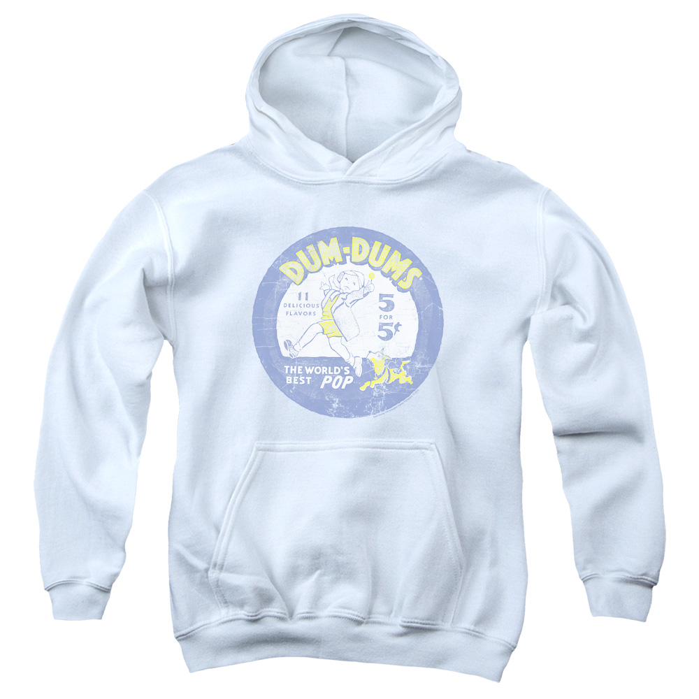 DUM110-YFTH-2 Dum Dum Pop Parade Youth Hooded Sweatshirt, White - Medium