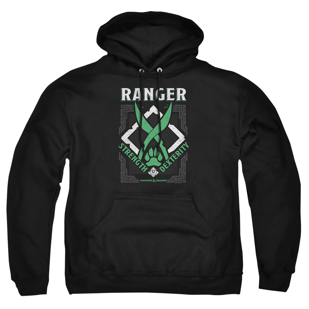 HBRO663-AFTH-1 Dungeons & Dragons Ranger Adult Pullover Hoodie, Black - Small