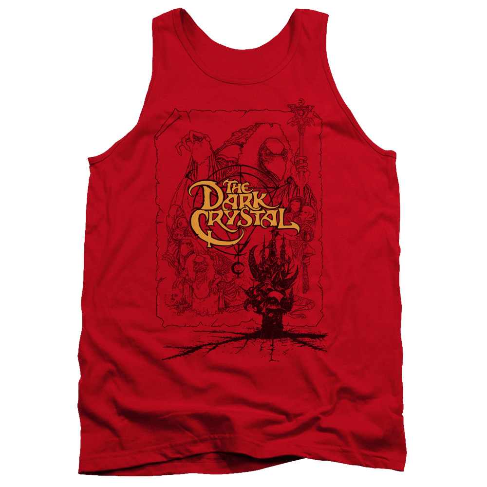 DKC123-TK-2 Dark Crystal Poster Lines Adult Tank Top, Red - Medium