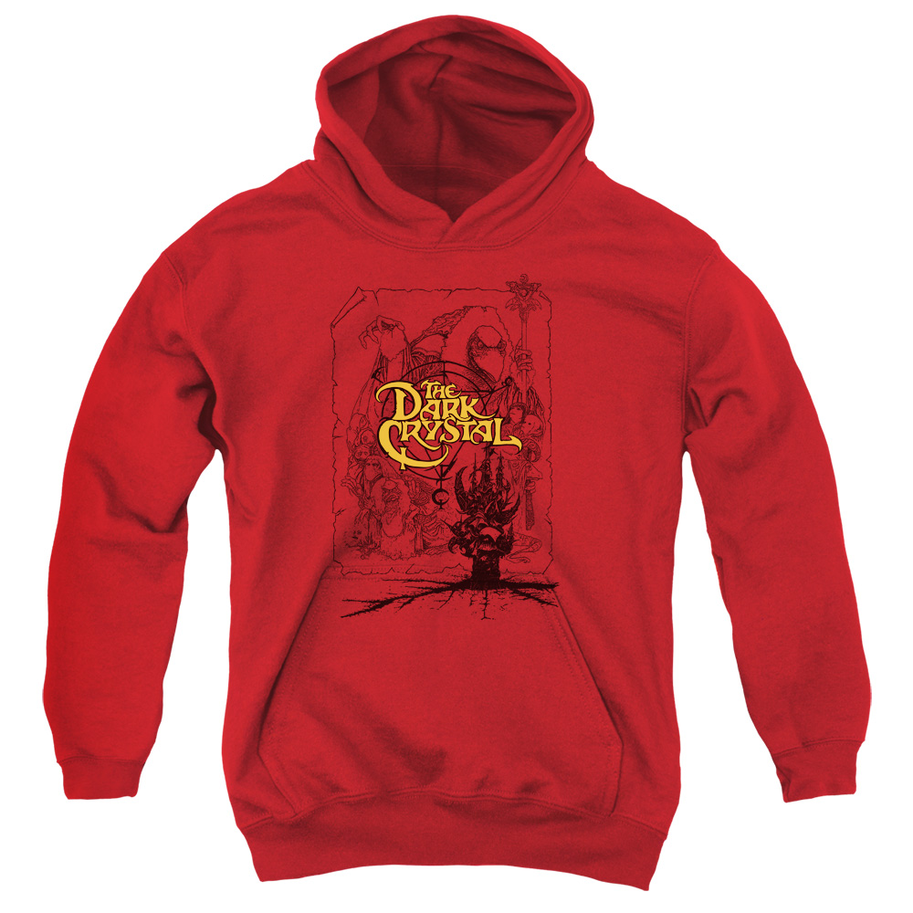 DKC123-YFTH-2 Dark Crystal Poster Lines Youth Hooded Sweatshirt, Red - Medium
