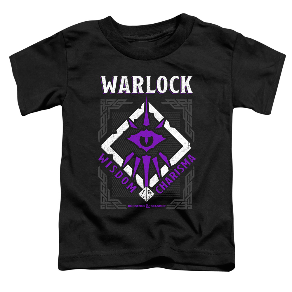 HBRO666-TT-2 Dungeons & Dragons Warlock Toddler Short Sleeve T-Shirt, Black - Medium 3T