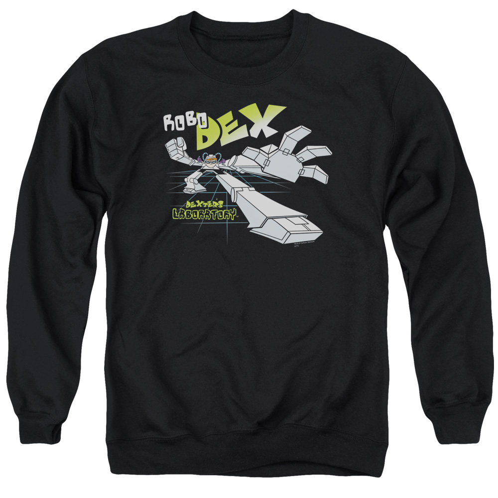 CN129-AS-2 Dexters Laboratory Robo Dex Adult Crewneck Sweatshirt, Black - Medium