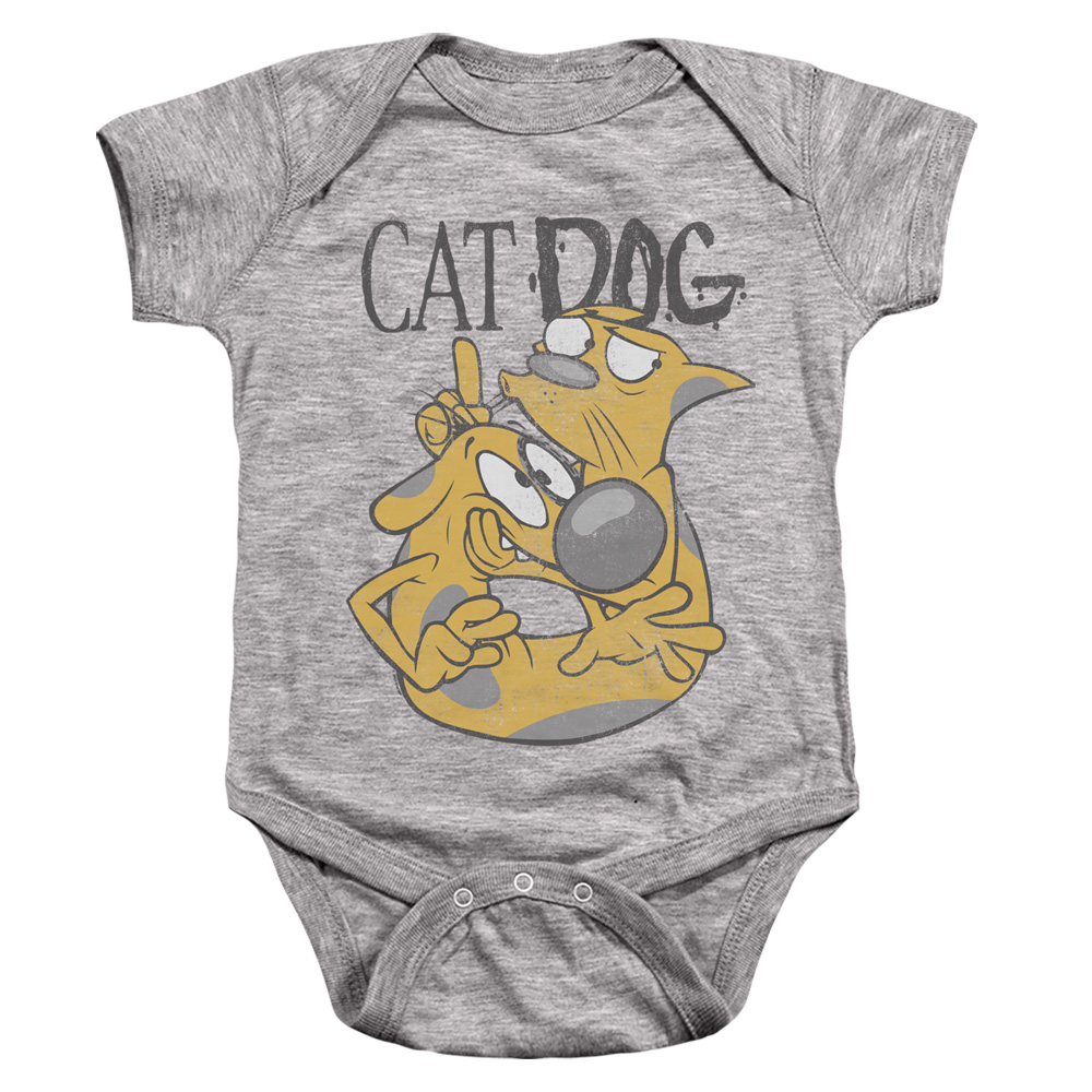 NICK735-SS-2 Catdog Stuck Together Infant Snapsuit, Athletic Heather - Medium - 12 Month