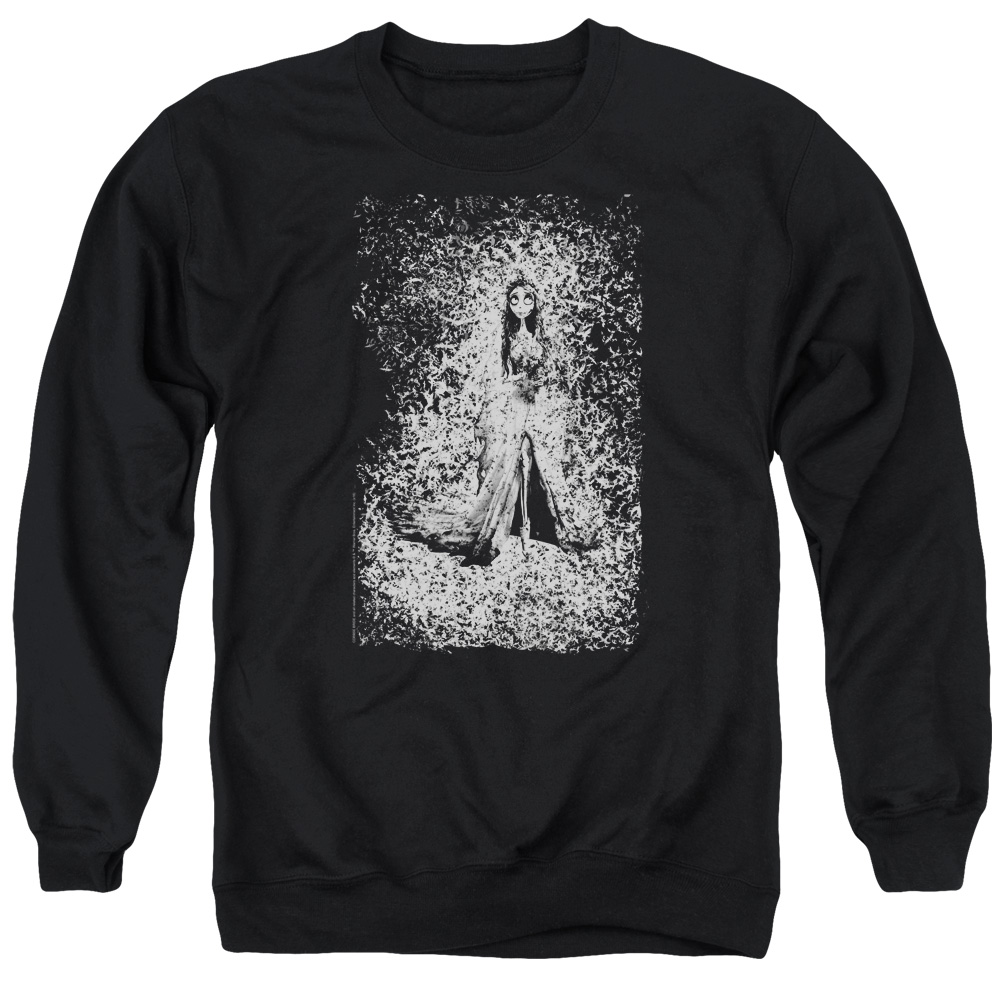 WBM727-AS-4 Corpse Bride Bird Dissolve Adult Crewneck Sweatshirt, Black - Extra Large