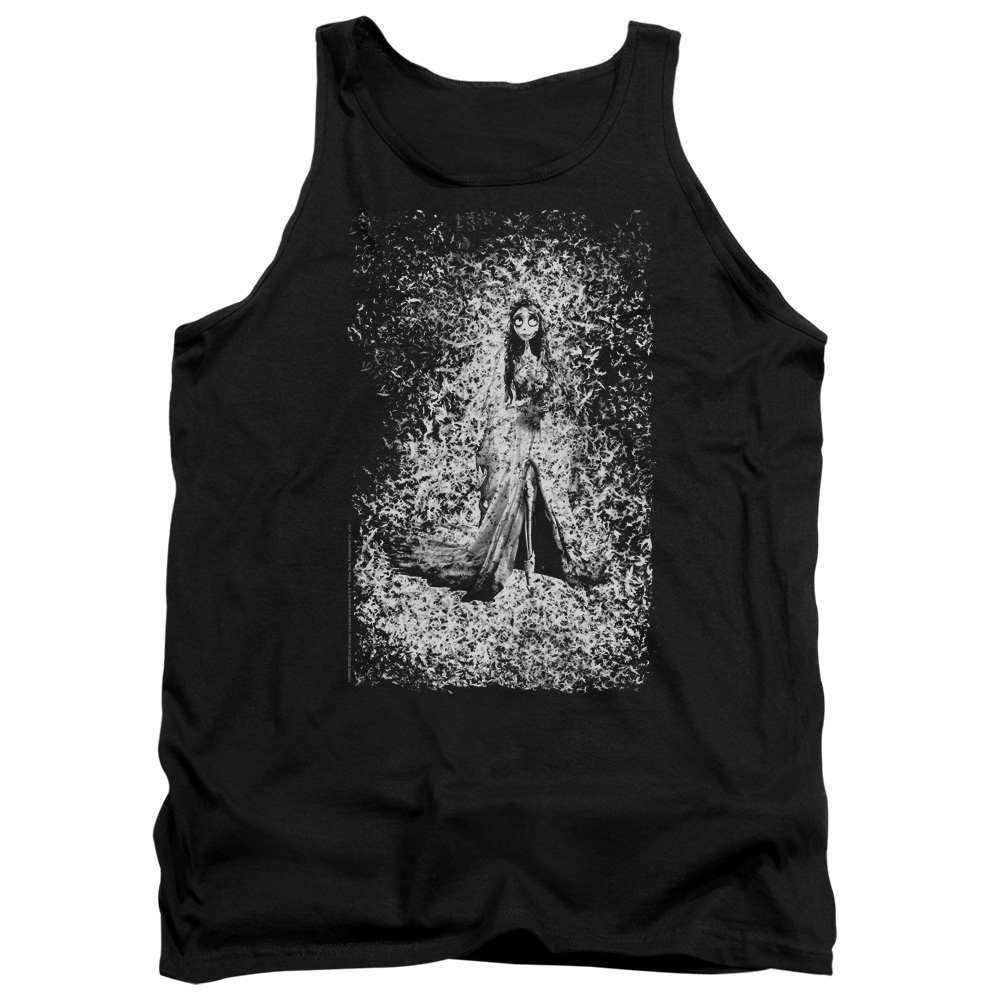 WBM727-TK-5 Corpse Bride Bird Dissolve Adult Tank Top, Black - 2X