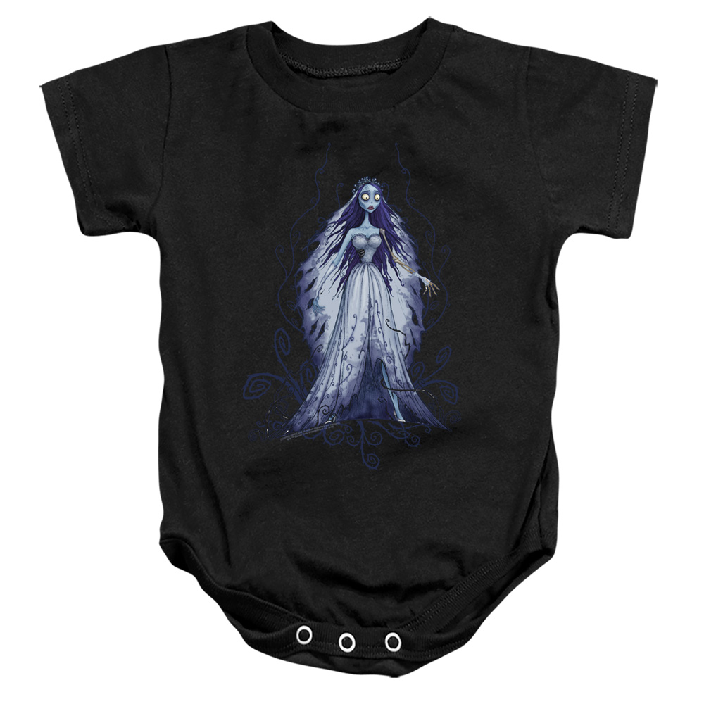 WBM728-SS-2 Corpse Bride Vines Infant Snapsuit, Black - Medium - 12 Month