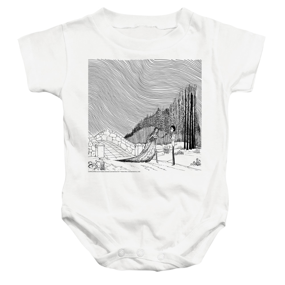 WBM729-SS-1 Corpse Bride My Darling Infant Snapsuit, White - Small - 6 Month